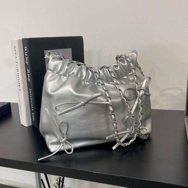 [당일출고/실버백] 리본 체인 숄더백 2color