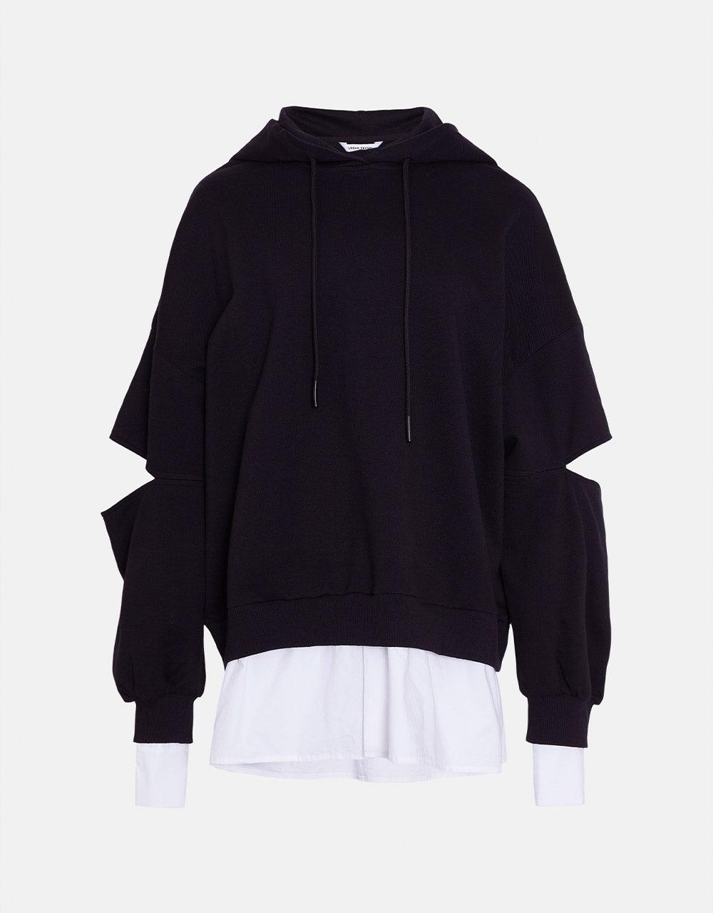 루즈핏 후드 맨투맨 - 블랙 / S