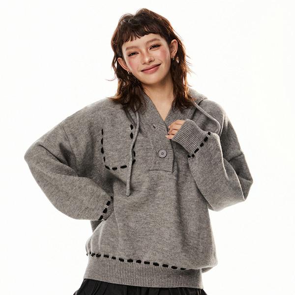 retro free-range hood knitted sweater