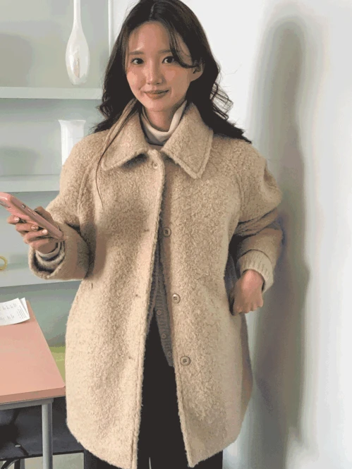 핵따숩🔥 울40, 2온스 누빔 부클코트