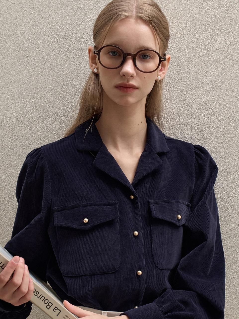 코듀로이 포켓 블라우스 네이비 j1561