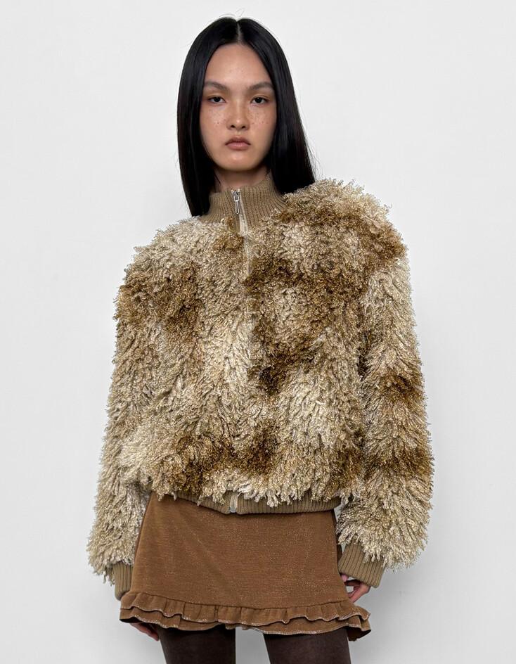 SHAGGY FAUX FUR JACKET [BEIGE]