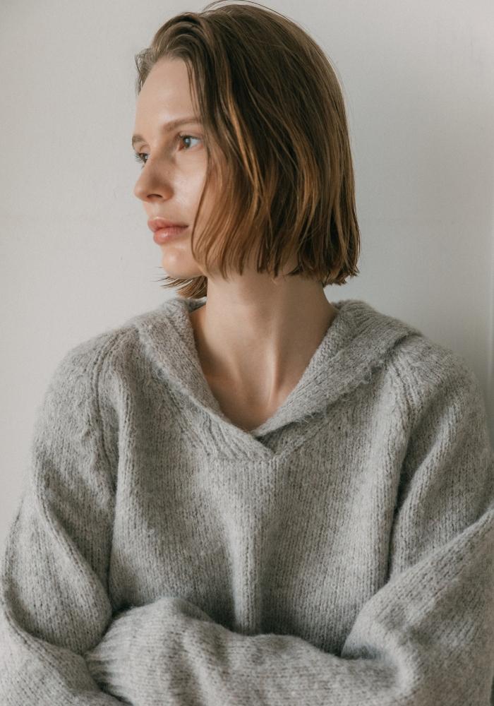 CHUNKY RAGLAN  KNIT OAT GRAY