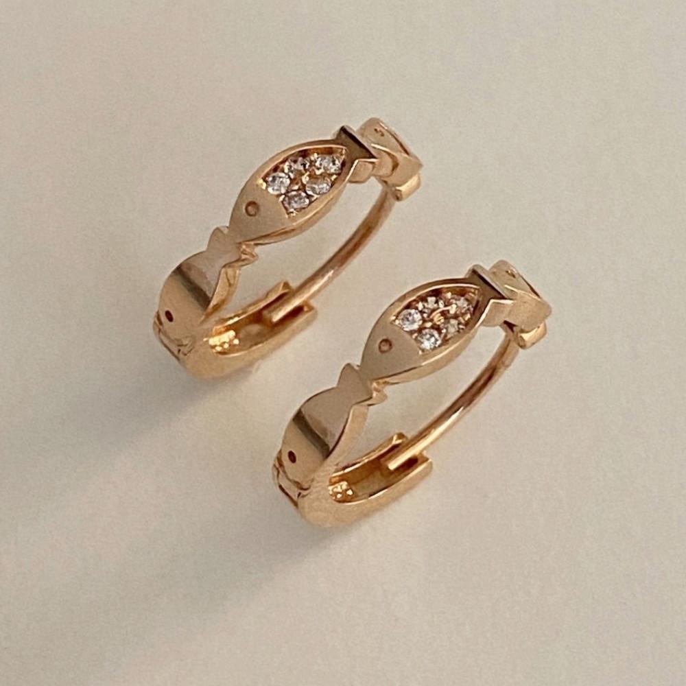 14k 18k 행운 물고기 데일리 여자 미니 골드 링 귀걸이