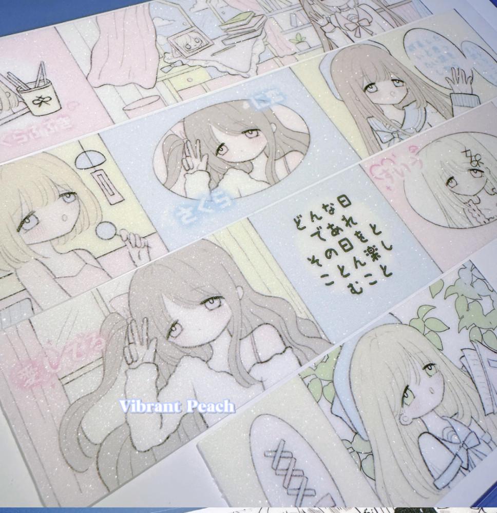 Vibrant Peach colorful girl 35mm 글리터 롤 스티커