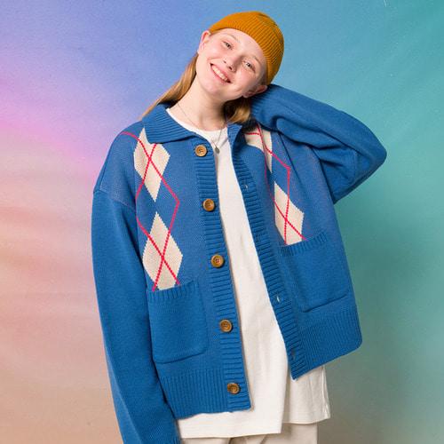 Argyle Cardigan(BLUE)