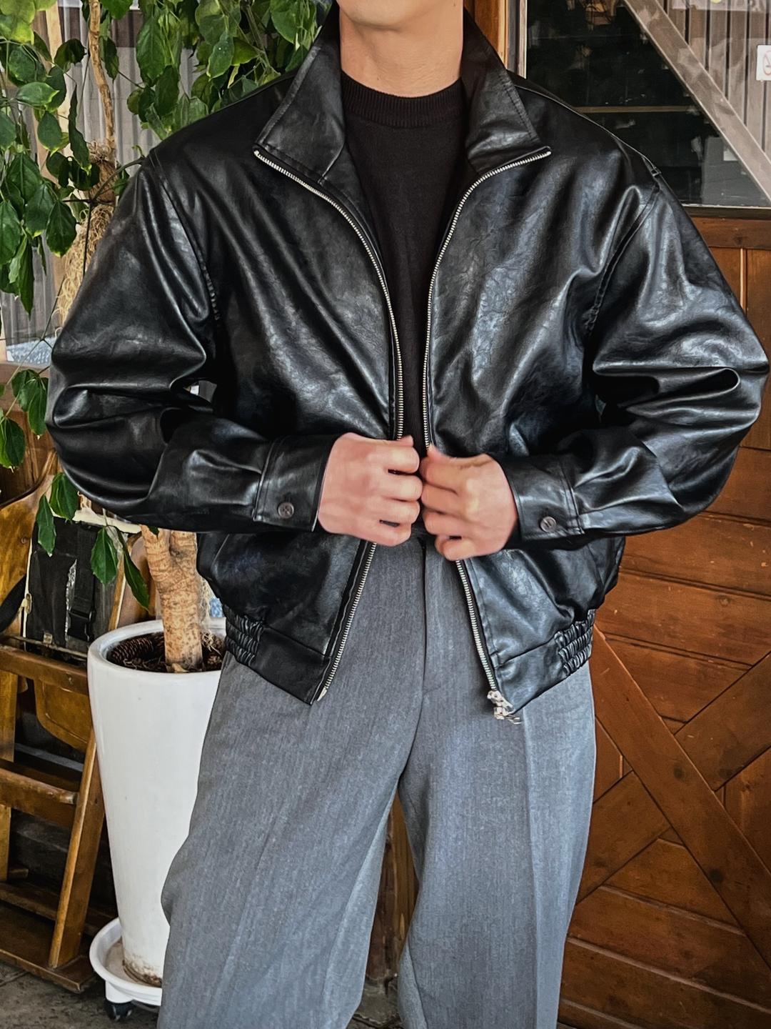 [Tomtyler] Washing Leather Crop JK [2color]