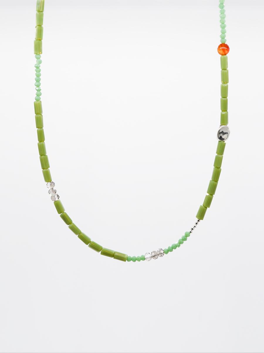 OliveGreen Bead Initial Necklace