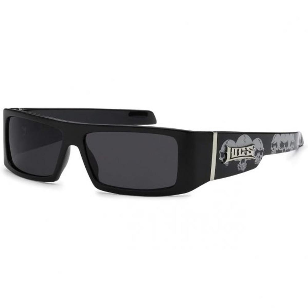 LOCS 9058 블랙 스컬 선글라스 정통 갱스터 직사각형 바이커 쉐이드
