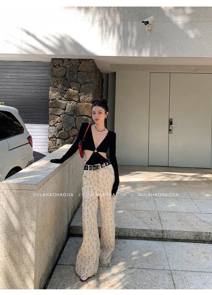 플라워 코듀로이 와이드 팬츠