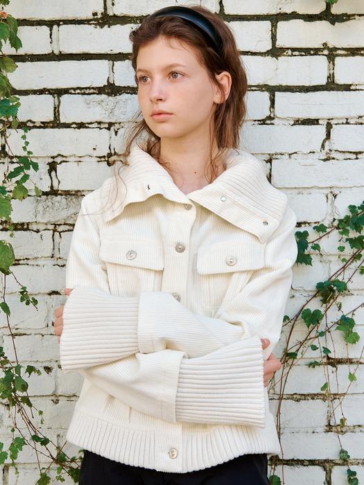 Knited high neck jacket (white)