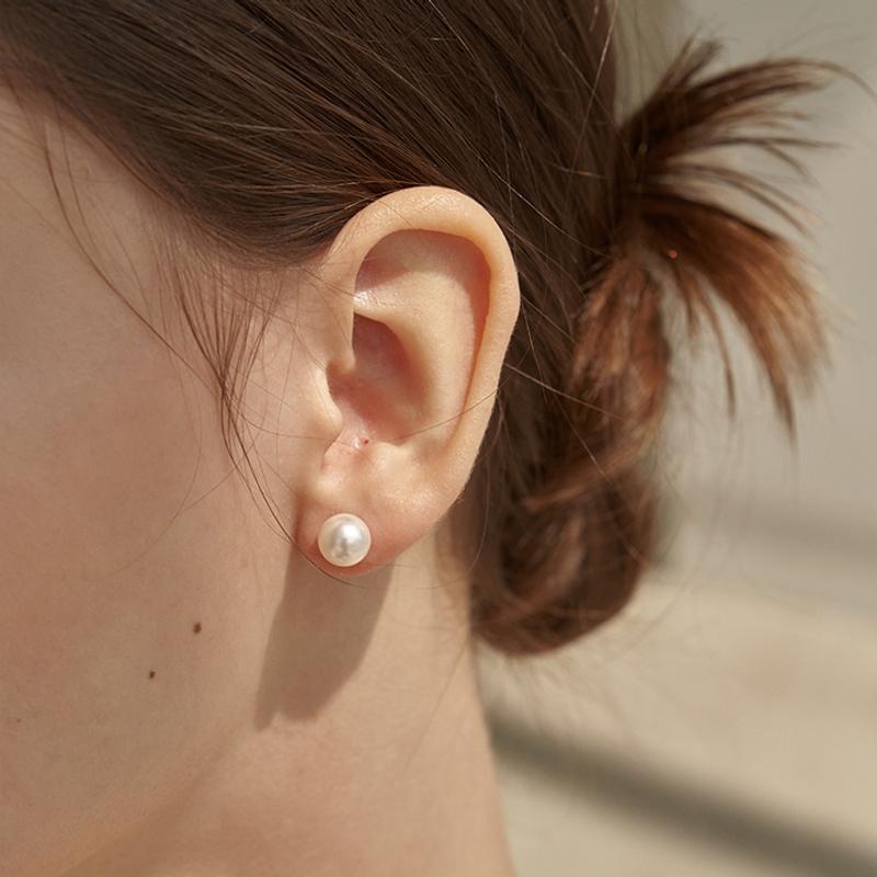 [14K] 베이직 스와로브스키 진주 스터드 귀걸이