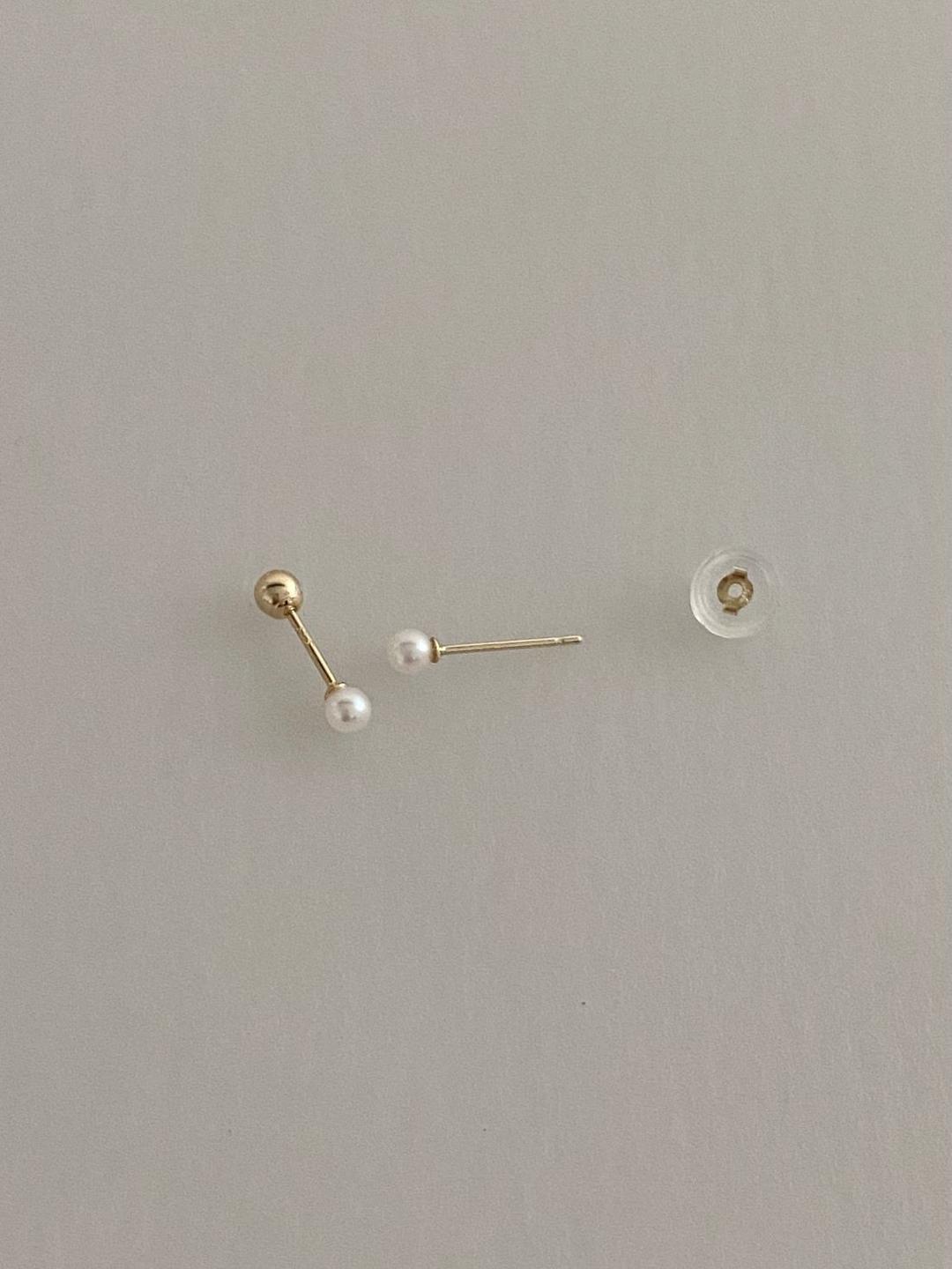 14K 골드 담수 진주 피어싱 귀걸이 미니