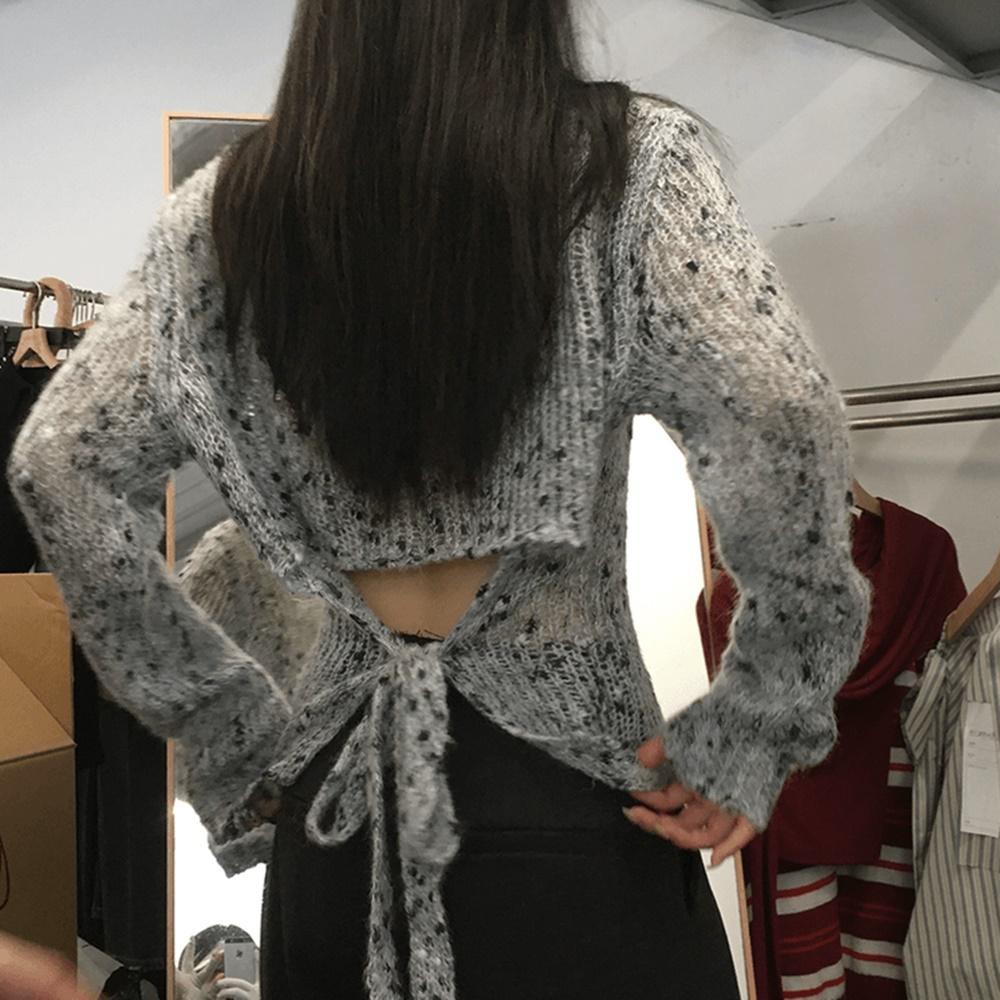 여자가을니트 시스루니트 뒤트임라운드니트