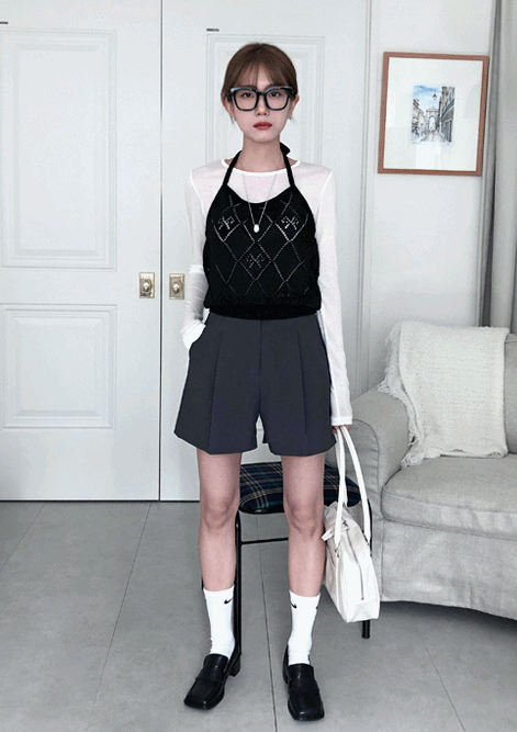 퍼스트 A라인 하프 슬랙스 (2color)