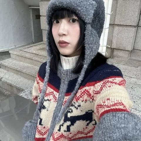 [2color/울함유] 보카시 믹스 울 니트 이어 플랩 귀달이 비니