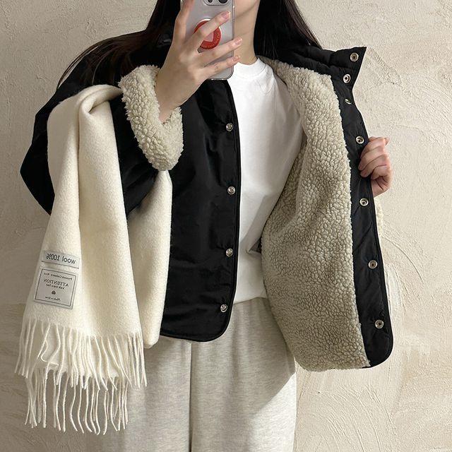 파스텔 양면 리버시블 양털 덤블 자켓 점퍼 후리스 플리스 패딩_친구옷장