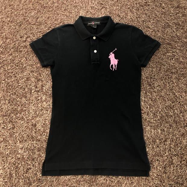 폴로 랄프로렌 핑크 비즈 빅로고 슬림 카라 티셔츠 | 후루츠패밀리