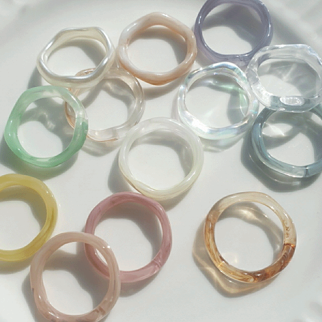 [당일발송] 호마이카 아크릴 웨이브 구름 물결 링 우정 학생 반지(3개 구매시)