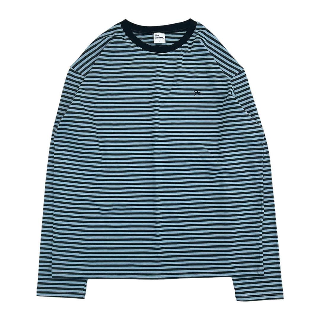 TCM mini logo stripe long sleeve (sky blue/charcoal)