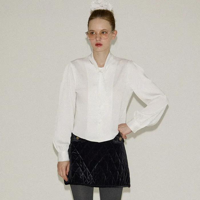 Silky Tie Blouse_ White