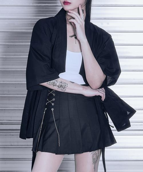 실버 크로스 체인 플리츠 스커트