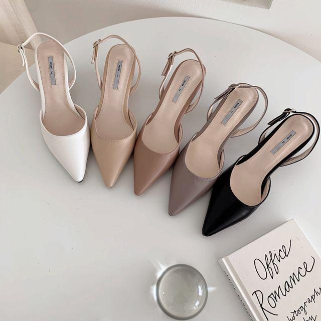 [5cm/슬링백] 스틸레토 기본 사이드 오픈 스트랩 힐 (5color) _미닛마켓