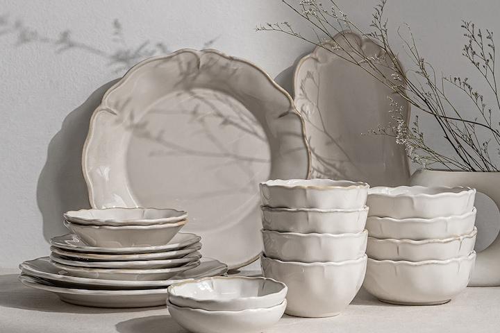 올리브 플라워 파스타 샐러드볼 예쁜 그릇 테이블웨어 4인세트(20pcs)