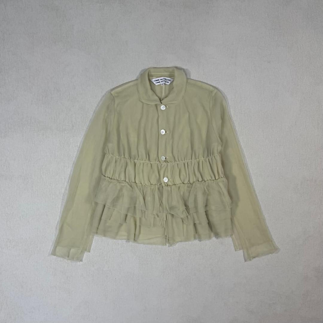 Ruffle Chiffon layered ivory Cardigan | 후루츠패밀리