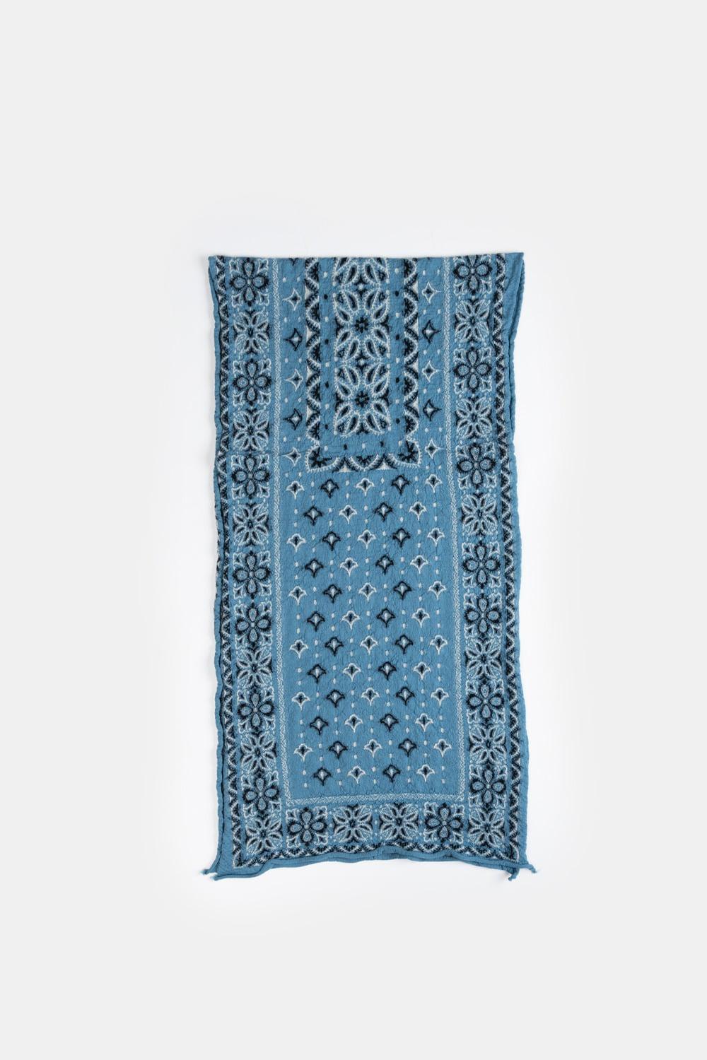 (24FW) FULLING WOOL SCARF COLORFUL BIG-MAMA BANDANA TURQUOISE