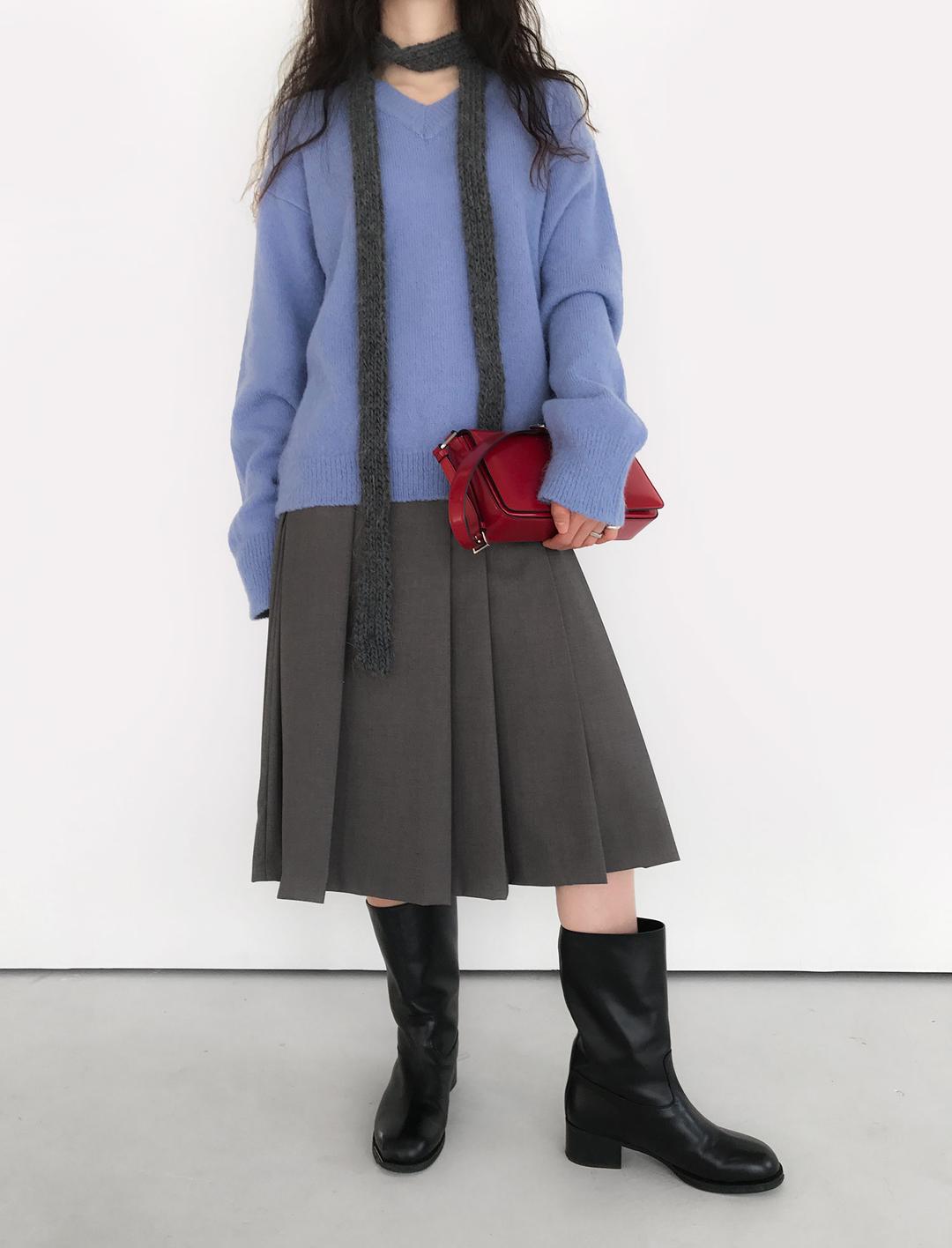 CLASSIC PLEATED SKIRT IN HEATHER GREY (2C)