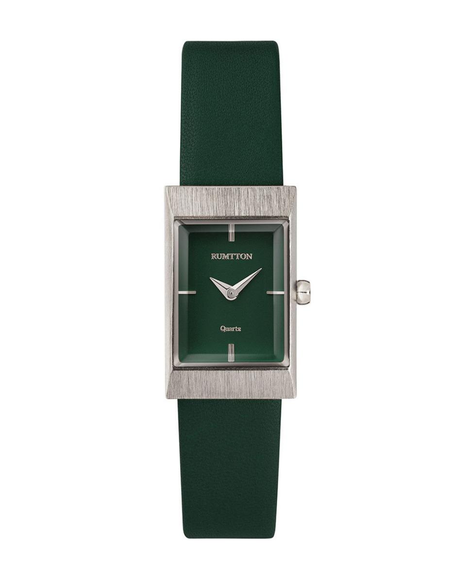 Grid leather watch (그리드 레더 워치) Green Silver