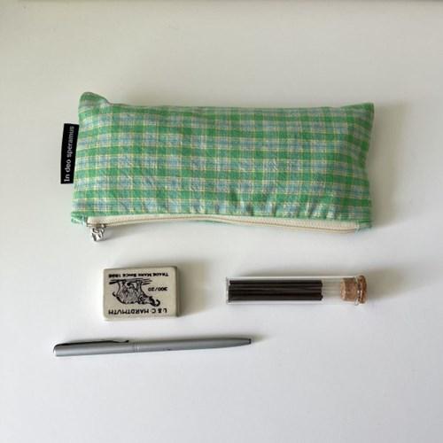 샴록그린 체크 필통