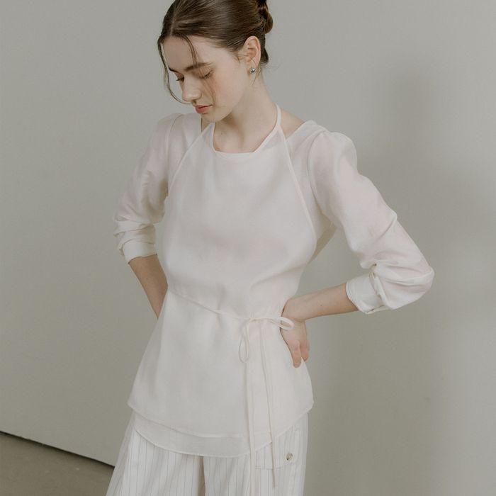 comos 1412 halter layered blouse (cream)