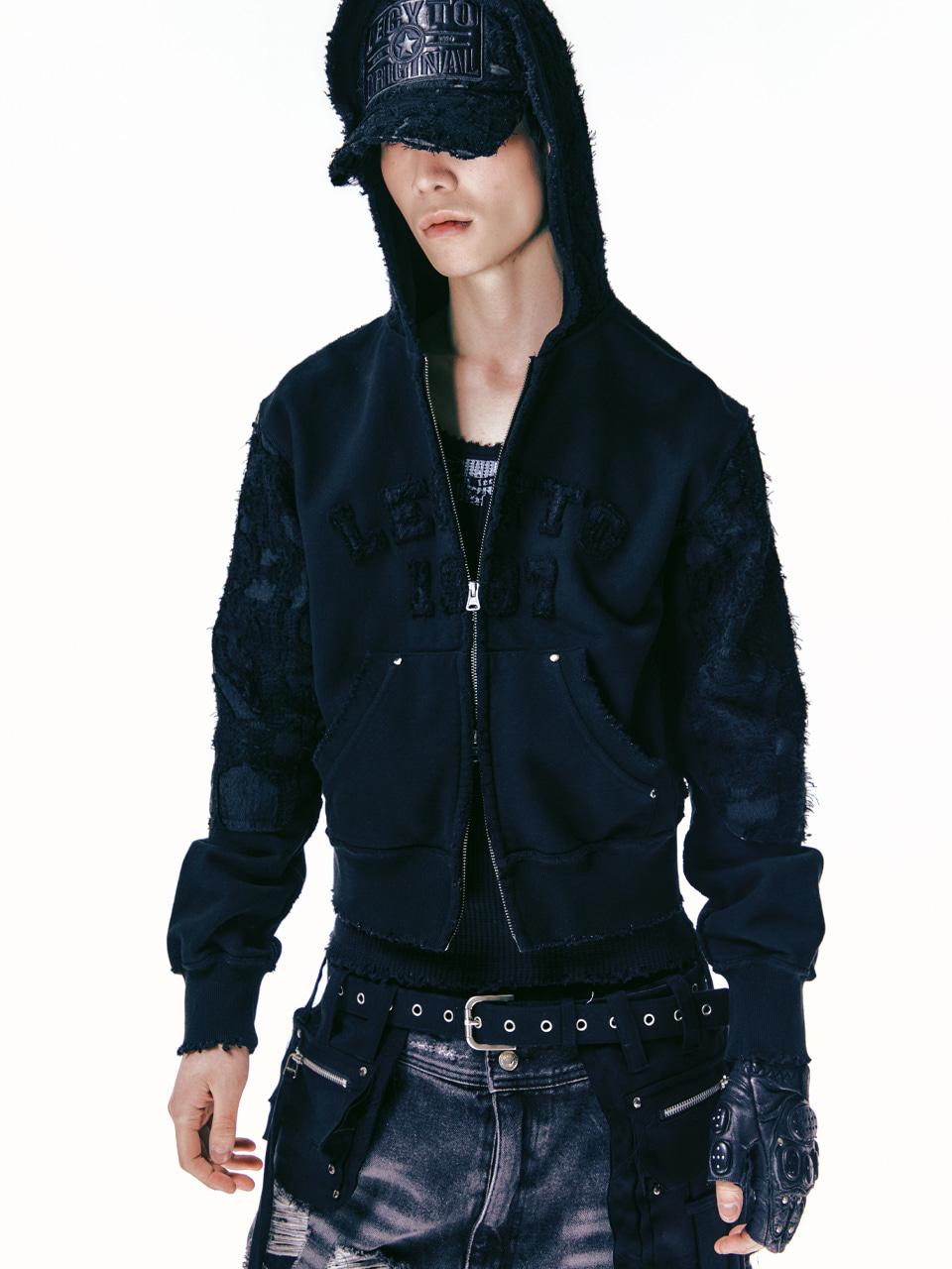 Destroyed Underground Hoodie Zip-Up_[Black]