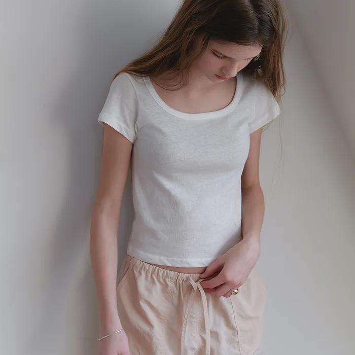 Square neck Half T-shirt_ivory