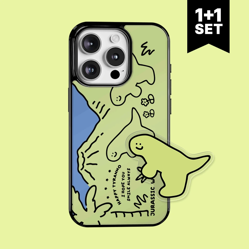 [1+1set] green happy tyranno [글로시 범퍼케이스+액세서리 택1]