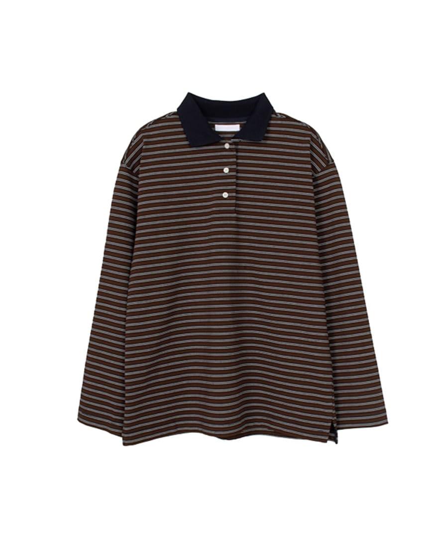 003 Stripe PK Long Sleeve (brown)