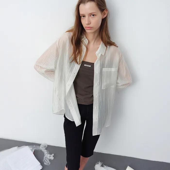 Sheer Stripe Over-Shirt - Ivory Stripe