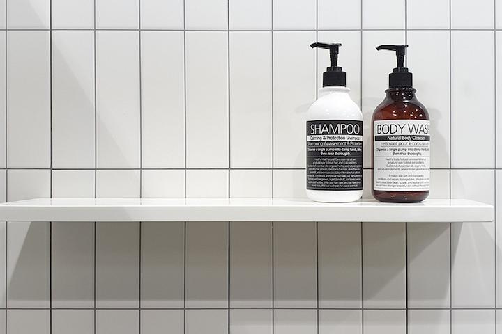 인조대리석 무지주 일자선반 욕실 선반