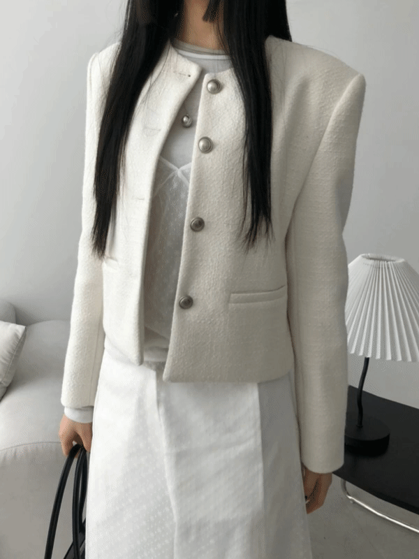 [추천/하객룩] Blanc tweed jacket (Ivory, black)