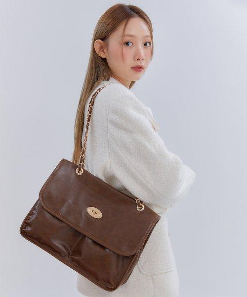 ANC FLAP BIG SHOULDER BAG_BROWN