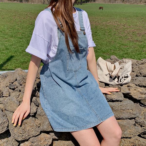 [MADE] 퓨어데님 멜빵미니원피스[44~110]