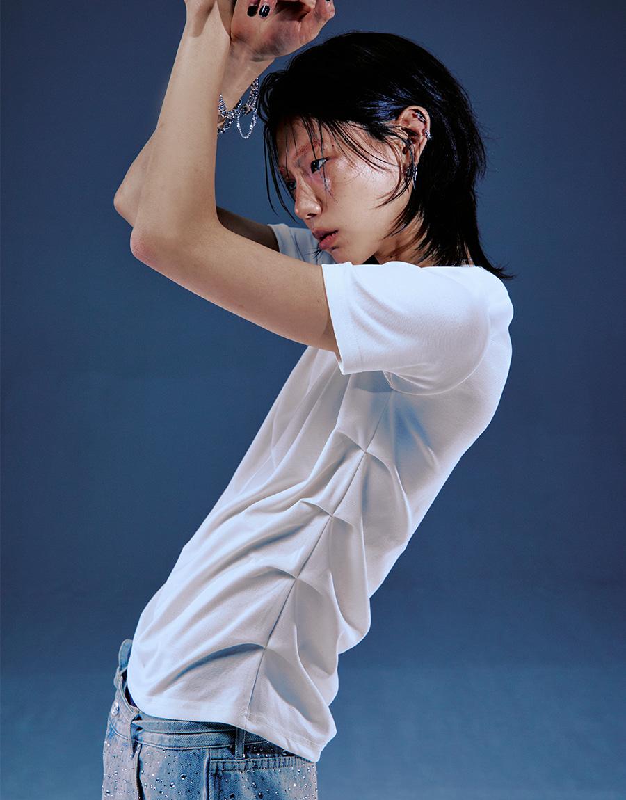 [0056] Side Shirring Short Sleeve T-Shirt (White)