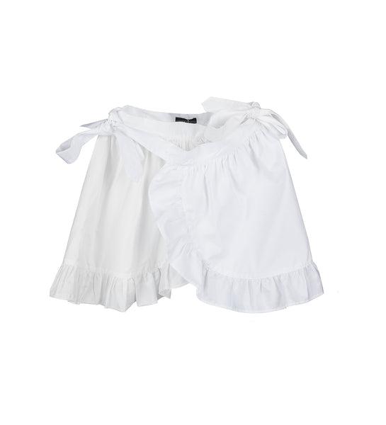 APRON SKIRT MINI WHITE MIX