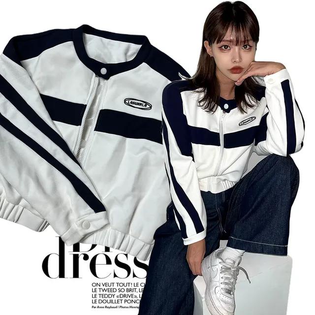 크롭 다이노 집업 바시티 점퍼