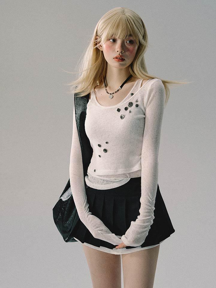 [OAK MOO] "Scent of Memory\" Sleeveless Layer Beads Knit