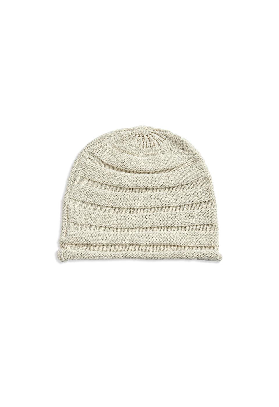 ROLLED RIDGE BEANIE, BEIGE
