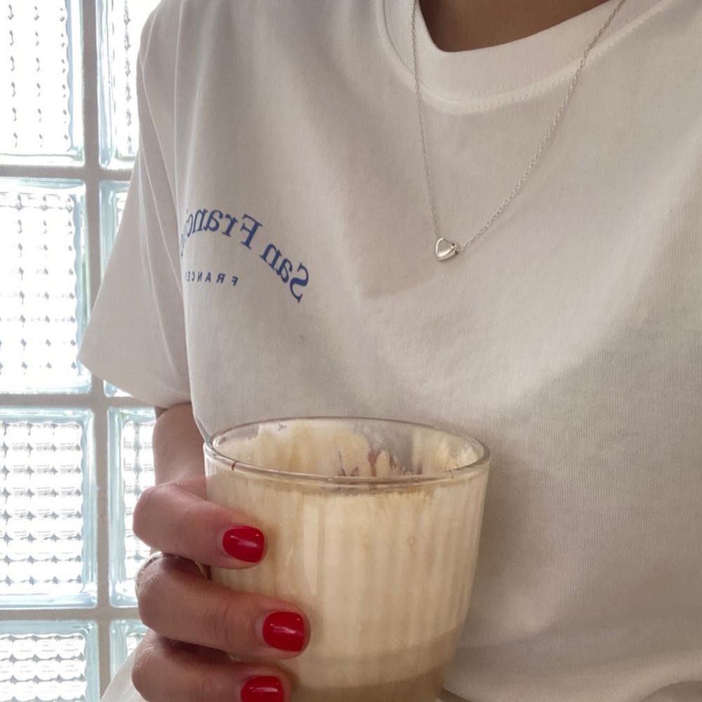 하트슬림체인목걸이 2mm 실버925 하트펜던트 여름 여자은목걸이