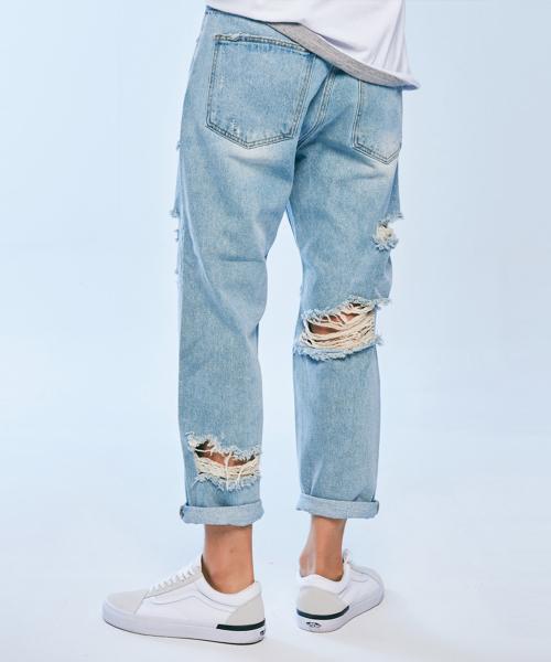 RE#9204 서퍼브핏 헤비데미지드 데님 팬츠